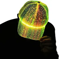 Cappello LED a 7 Colori Cangianti con Fibra Ottica, Cappellino da Baseball Luminoso per Danza, Corsa Notturna, Hip-hop, Cappello Lampeggiante per Feste e Festival