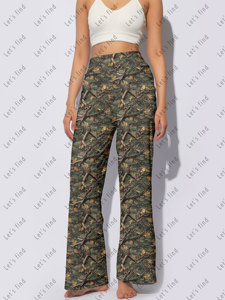 Celana Legging Wanita Pinggang Tinggi Model Lebar, Celana Palazzo Kasual Elastis Lembut untuk Streetwear Kustom, Celana Wanita yang Dapat Disesuaikan - Product Image 6