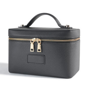 Organizador de viaje de gran capacidad, nueva caja portátil para almacenamiento de brochas de maquillaje, neceser de cuero PU, bolsas de cosméticos de color negro - Product Image 1