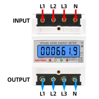 SINOTIMER pengukur listrik, DTS6619-019 4P Bivolt kompak ukuran 3x23 0/400V & 3x12 7/220V 100A lampu latar LCD DIN rel kWh Meter