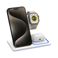Station de charge sans fil pliable de voyage multifonctionnelle magnétique compacte 3 en 1 15W Chargeur de téléphone sans fil