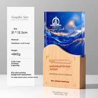 Nouveau Trophée en Cristal Personnalisé avec Base en Bois Massif 2026 pour Récompenses de Compétition et Souvenirs d'Honneur