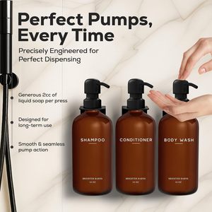 Bouteille d'huile corporelle ambrée personnalisée par le fabricant (ODM/OEM), flacon de savon liquide, bouteille de shampoing en plastique avec pompe pour emballage de lotion 300ml - Product Image 4