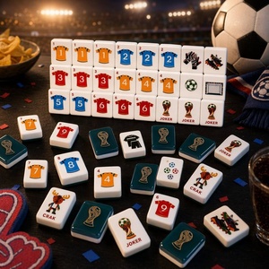 Ensemble <span class=keywords><strong>de</strong></span> Mahjong Américain <span class=keywords><strong>de</strong></span> Luxe sur le thème du Football, Tuiles numérotées, Trophée, Joker, Moose, CRAK, Chaussures <span class=keywords><strong>de</strong></span> gardien <span class=keywords><strong>de</strong></span> but, Ballon, Vert sarcelle foncé, Back Entertainment - Product Image 1