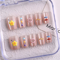 Uñas Postizas de Ojo de Gato con Diseños Variados al por Mayor, con Caja, 10 Piezas, Reutilizables, de Longitud Corta y Media, Colección Surtida