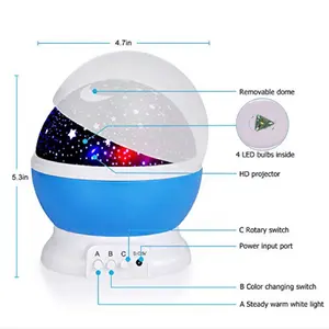 ABS 3AA 배터리 Dc 충전기 태양 하늘 스타 조명 마스터 꿈 360 학위 회전 프로젝션 4led 야간 조명 램프