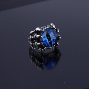 Nouvelle version coréenne – Bague ajustable ouverte avec crâne et opale pour homme - Product Image 6