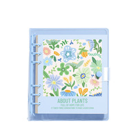 Carnet à feuilles mobiles carré, petit carnet mignon à fleurs, lignes horizontales, horloge estampée, bloc-notes portable, carnet de notes