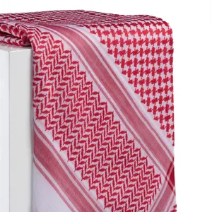 阿拉伯男子围巾穆斯林头巾Shemagh Yashmah Keffiyeh红色和白色Shemagh