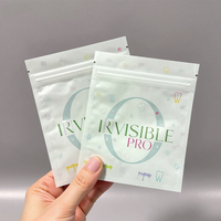 Pochette pour aligneurs dentaires transparents imprimés sur mesure avec un côté transparent, réutilisable, emballage en mylar transparent avec fermeture éclair, sacs pour aligneurs