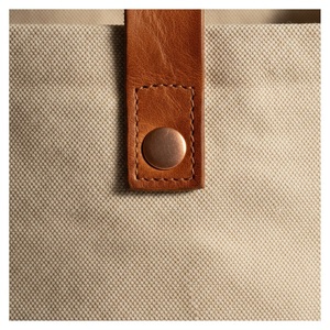 Sac fourre-tout en toile épaisse 20oz avec poignées en cuir de selle, rivets en cuivre, logo personnalisé, cadeau - Product Image 5