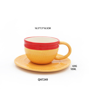 Taza de Café <span class=keywords><strong>Anime</strong></span> con Plato, Taza de Cerámica Blanca de Dibujos Animados, Juego Creativo para Parejas - Product Image 6