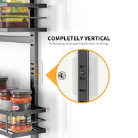 Étagère à épices murale moderne en acier inoxydable 2-en-1 avec panier réglable pour armoire de cuisine et rangement de placard