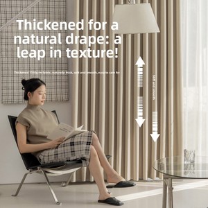 Rideau occultant Zhishang personnalisable, couleur unie, style moderne et épuré, crème, pour maison, hôtel, chambre à coucher - Product Image 3