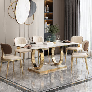 Muebles para el hogar ligeros, mesa de comedor de lujo moderna, parte superior de mármol, Base elegante para comedor, venta al por mayor - Product Image 4