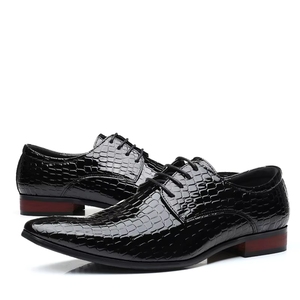 Chaussures habillées de luxe pour homme, pointues, en python noir, tailles 38-47, pour mariage et affaires - Product Image 1