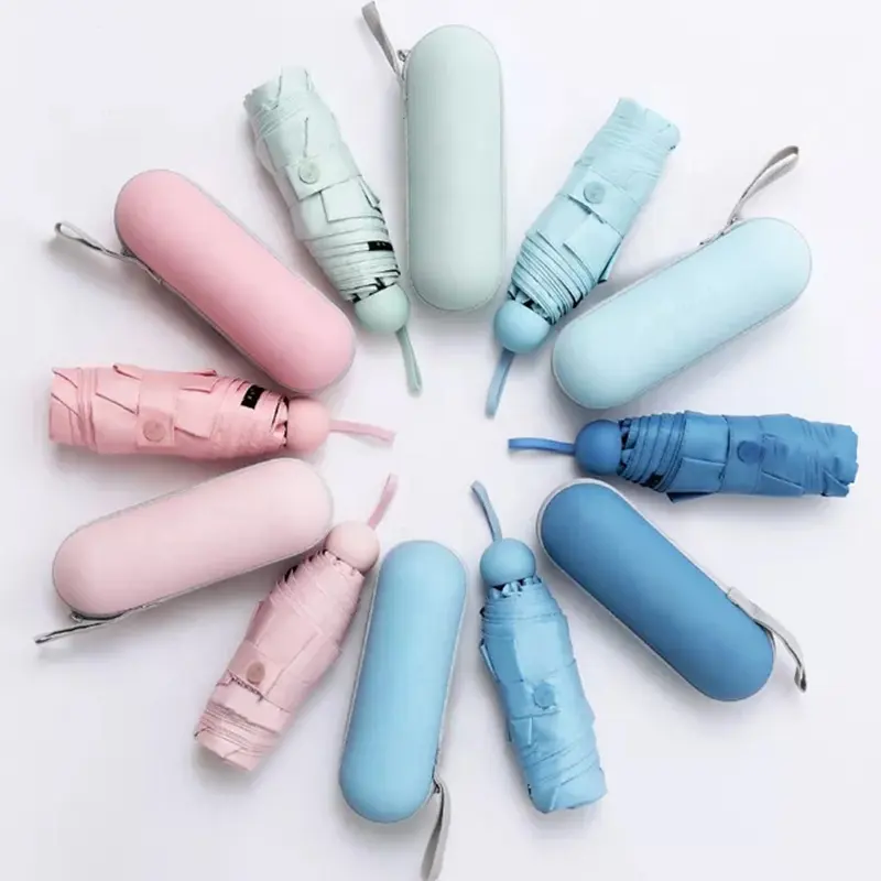 Fashion Customized payung kapsul 5 Folding EV Foldable Mini Capsule Umbrella