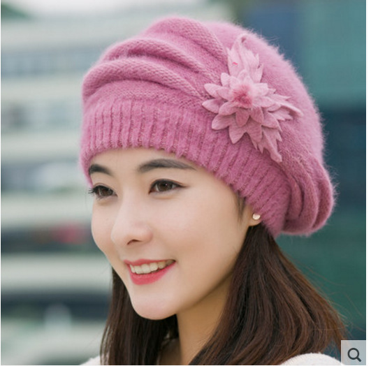 Korean mother hat female rabbit fur hat autumn and winter Fashion Winter Hat Real Rabbit Fur Winter Knitted Hats For  main image 3