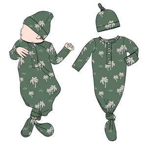 Little Glow Kid Wholesale Breathable <strong>Newborn</strong> Baby Knotted <strong>Gown</strong> Sleeping Bag Matching Beanie for Kids Children - Product Image 5