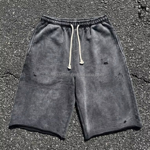 Custom Cargo Shorts <b>Hip</b> Hop 100%Cotton Short Pants <b>for</b> Men Vintage Washed Shorts Men Distressed - Product Image 1