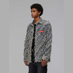 Diznew <span class=keywords><strong>เสื้อ</strong></span>แจ็กเก็ตผ้ายีนส์ขนาดใหญ่พิเศษสำหรับผู้ชายเสื้อแจ็กเก็ตแฟชั่น - Product Image 3