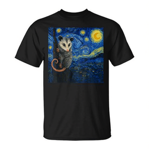 Camiseta Starry Night Opossum Van Gogh Possum para adultos, unisex, manga corta, cuello redondo, impresión digital - Product Image 3