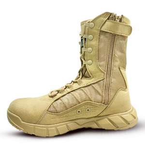 Bottes de combat légères TSB0109 noires de 9,5 pouces avec semelle extérieure en PU et daim microfibre, fermeture éclair latérale - Product Image 3