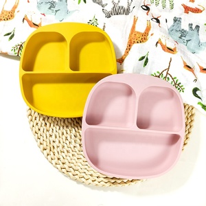 Customized Color Logo Silicone Toddler <b>Divided</b> Bowl With Suction Food Grade BPA Free Kids Mealtime Tableware Dinnerware - Product Image 2