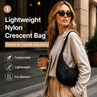 Sac bandoulière croissant en nylon personnalisé pour femme, léger, demi-lune, avec sangle réglable