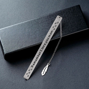 Thép Không Gỉ Kỳ Nghỉ Trang Trí Bookmark Tùy Chỉnh Kim Loại Lá Bookmark Thép Lụa Màn Hình In Ấn Kinh Doanh Thời Trang Quà Tặng - Product Image 3