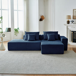 Ensemble de canapé modulaire moderne en forme de L, trois places, côté gauche, rembourré en tissu flanelle, appartement, salon, chambre à coucher, coussin - Product Image 3