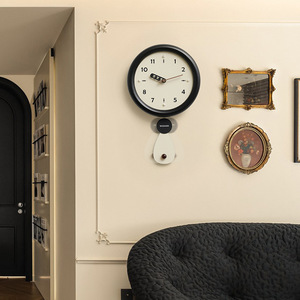 Wozoom Wall <b>Clock</b> Round Pendulum <b>Battery</b> Powered Living Room Decorative Timepiece - Product Image 5