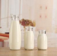 Bouteilles en verre transparentes vides en gros pour lait, boissons, café, jus, bouteilles de stockage rechargeables, personnalisables avec col à vis et col serti