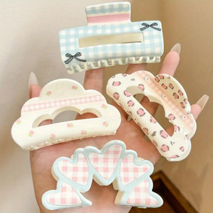Women's Hair Accessories Sweet Cream <b>Bow</b> Tie Crushed Flower Acrylic Print Claw <b>Clips</b> Hair Claw <b>Clips</b> for Woman - Product Image 1