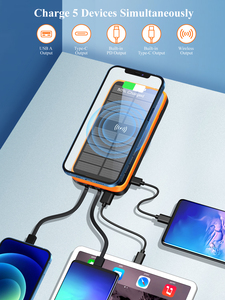 38800MAh 5 Đầu Ra QC3.0 Sạc Nhanh Năng Lượng Mặt Trời Battery Pack PD20W Được Xây Dựng Trong Cáp Điện Thoại Di Động <span class=keywords><strong>Charger</strong></span> Năng Lượng Mặt Trời Powerbanks Với LED <span class=keywords><strong>Torch</strong></span> - Product Image 3
