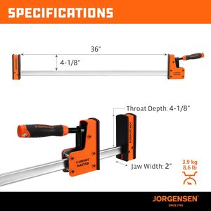 Parallel Bar <b>Clamp</b> Heavy-Duty for Woodworking Glue-Up 2200 Lbs Force, <b>Quick</b> <b>Release</b>, Spreader Function, 2-Pack - Product Image 6