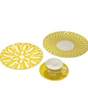 Service de table de style européen en porcelaine fine, design géométrique créatif, assiette à steak, assiette de table, assiette Sunshine, ensemble de vaisselle, cadeau - Product Image 1