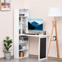 Bureau d'écriture convertible en bois avec étagère latérale réglable en hauteur et design moderne pour le bureau à domicile et les postes de travail dans le salon