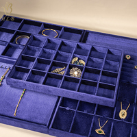 Plateau de présentation de bijoux personnalisé avec logo, ensemble de plateaux de présentation de bijoux en velours pour emballage