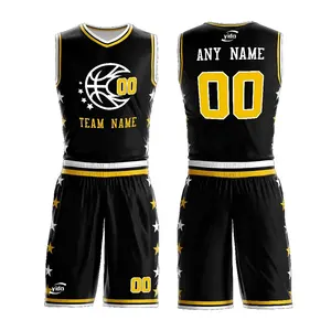 Benutzer definierte Logo Stickerei Mesh Basketball Trikots Pakete All Stars Basketball Uniformen Set Männer