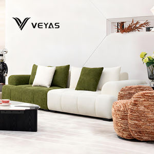 Canapé sectionnel trois places inclinable en tissu flanelle chaud, forme carrée, design moderne, revêtement écologique pour salon de villa - Product Image 3