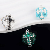 Perle en argile polymère croisée avec strass et trou droit, pendentif pour bricolage, porte-clés de téléphone, accessoire de collier