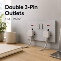 Prise murale électrique OEM pour usage domestique, 2 modules, 3 broches, avec interrupteur, néon et ports USB Type-C