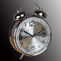 Jam Alarm Besar Digital dengan Dua Lonceng, Jam Meja Kuarsa Retro 8 Inci, Jam Logam untuk Ruang Tamu, Tanpa Suara