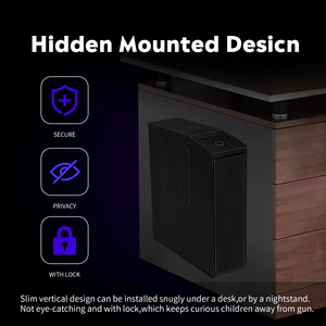 Hộp đựng súng an toàn với hệ thống nhận dạng vân tay sinh trắc học, dùng cho bàn đầu giường, bàn làm việc, cạnh giường ngủ, xe tải - Hộp đựng súng an toàn có đèn âm tường, cửa trượt tự động - Product Image 3