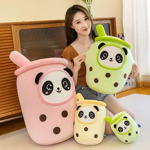 New releases 2024 Cute Panda Boba Tea Plushies Kawaii Soft Toy Stuffed Bubble Milk Tea Pillow