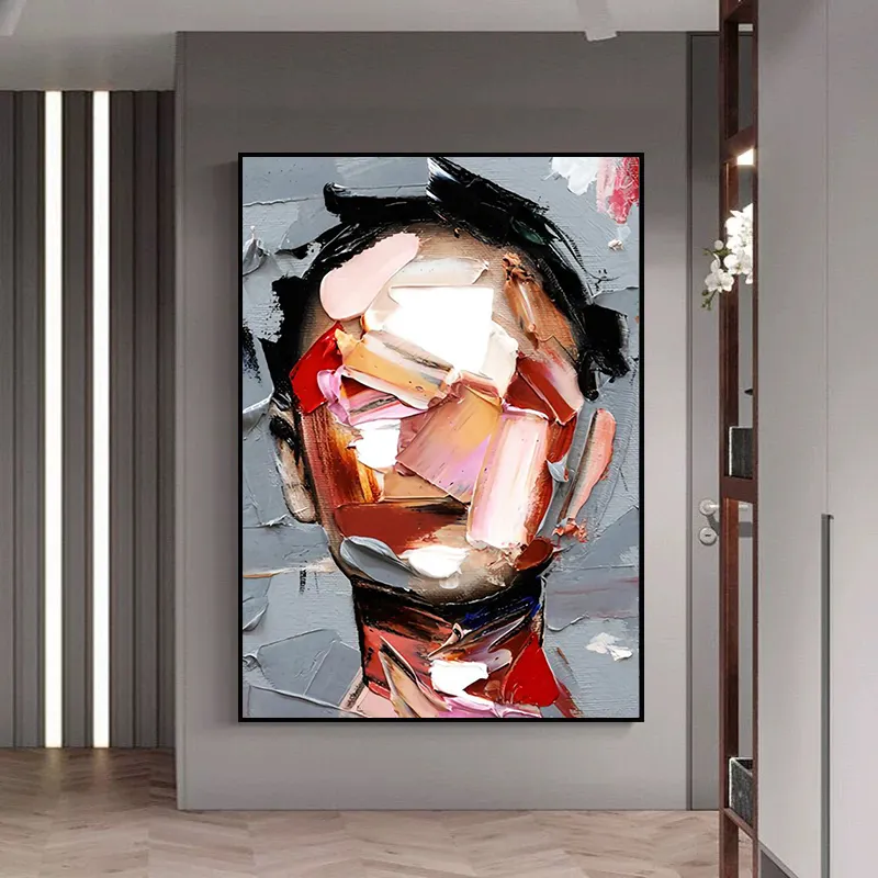 100% hand bemalte moderne abstrakte Leinwand Damen Gesicht Messer Neueste Design Bild porträte Wand kunst Gemälde