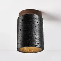 Plafonnier Design Créatif Premium pour Chambre à Coucher Wabi Sabi Chambre Restaurant Noir Pierre Naturelle LED pour Balcon Couloir