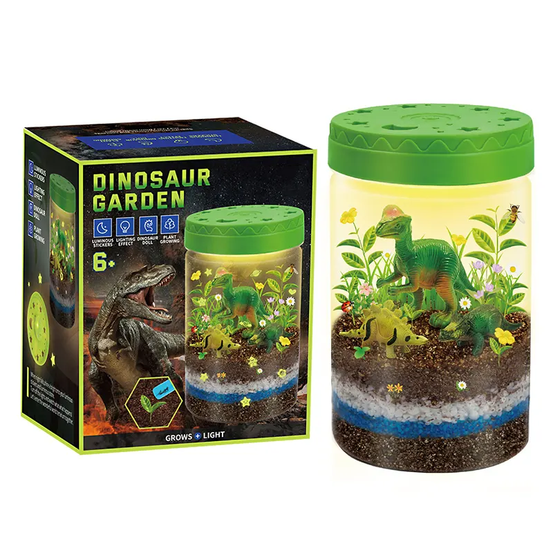 Set Mainan Edukasi Anak-anak, Kit Percobaan Sains DIY Penanaman Ekologi Lanskap Dinosaurus Ilmiah untuk Anak-anak