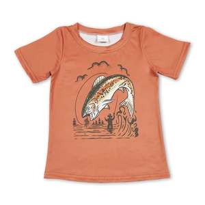 เสื้อยืดแขนสั้นลายพิมพ์สัตว์สำหรับเด็กผู้ชาย พร้อมส่ง ลายสุนัขล่าสัตว์ เป็ด กวาง ตกปลา - Product Image 4